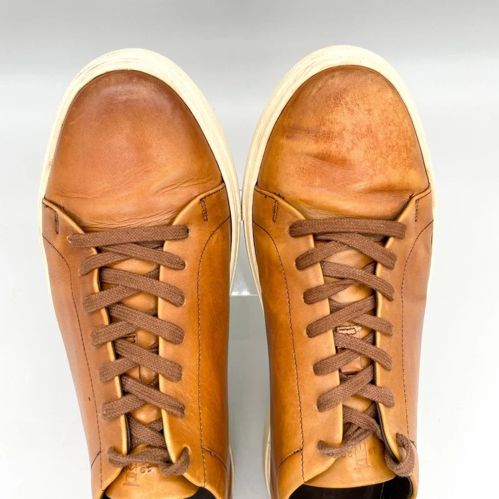 Allen Edmonds Canal Court Mens 12 E Tan Leather Sneakers Casual Office Preppy